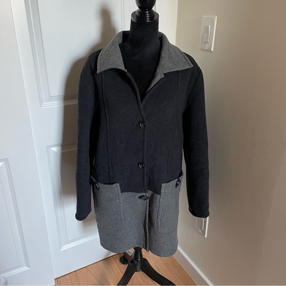 Claude Havrey Two Tone Gray Color Block Heavyweight Top Coat EUC Size M